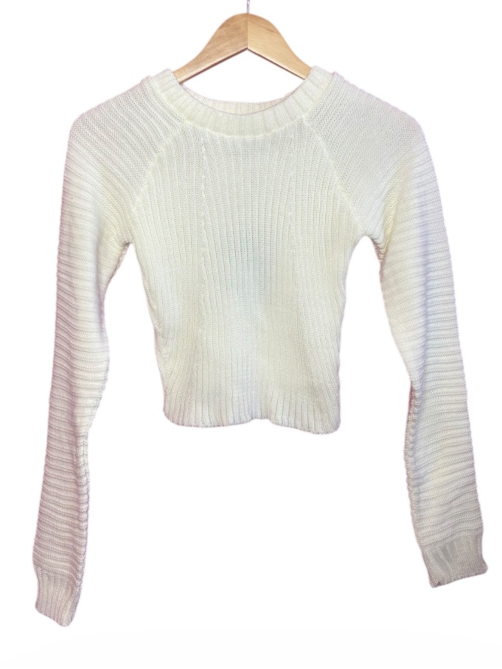PrettyLittleThing White Cropped Rib Knit Jumper UK XL